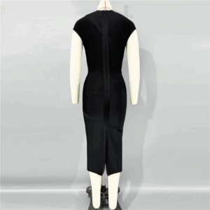 2025 New Summer Women Short Sleeve Sexy Shinning Crystal Bodycon Mid-calf Bandage Dress Celebrate Evening Party Birthday Outfit - Image 4