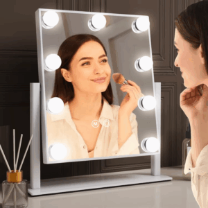 Vanity Makeup Mirror with Lights - 9/12 LED Bulbs, Touch Control, 3 Colors Light, 360° Rotation, Light Up Vanity Mirror - Image 6