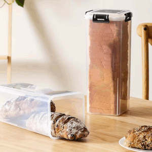1-piece plastic bread box with flip lid – freezer-safe rectangular bread storage container - Image 2