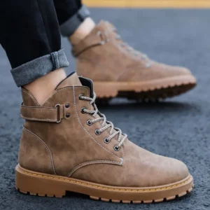 2021 Winter Men's Boots High-Top Work Shoes Velvet All-match Snow Boot Men's British Short Boots Warm Men's Casual Shoes - Image 7