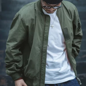 Maden Retro MA1 Bomber Flight Jackets Green Windproof Pilot Jacket Casual Motorcycle Baseball Coat for Men's Spring and Autumn - Image 4