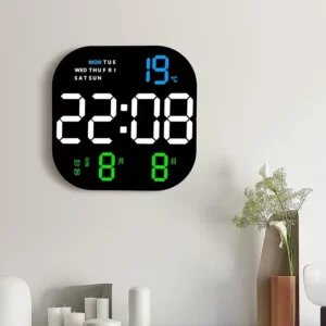 Minimalist LED Wall Clock with Digital Display - Date/Day/Time/Temperature for Modern Home, Office & Bedroom Decor - Image 2