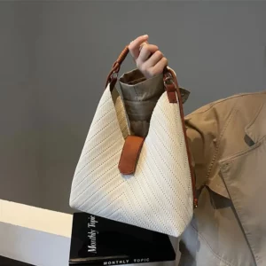 Premium Knitted Underarm Bag Women Totes Large Capacity 2025 New Casual Versatile Shoulder Bags Hand-held Commuting Bucket Pack - Image 9