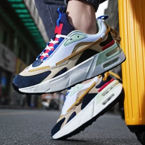 High-quality Mesh Breathable Sports Shoes 2023 Autumn Hot Selling Mens Casual Shoes Fashion Color-blocking Shock-absorbing Shoes - Image 4