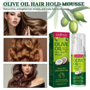 Curly Hair Mousse 60ml For Wigs Strong Hold Olive Oil Hair Styling Mousse Anti-Frizz Hair Foam Mousse For Styling Hair Women Men - Image 5