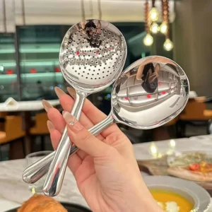 1Pc Stainless Steel Ladles For Serving Soup Rice Serving Spoon Drain Hole Heat Insulated Handle Kitchen Utensils For Daily Use - Image 2
