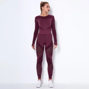 Xlwsbcr Hollow Out Seamless Yoga Set Sport Outfits Women Black Crop Top Bra Leggings Workout Gym Suit Fitness Sport Sets - Image 6