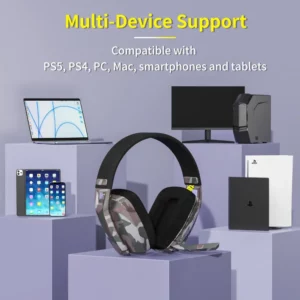 BINNUNE BW06 2.4GHz Wireless Gaming Headset with Mic for PS5 PS4 PC Mac Playstation Bluetooth Gaming Headset with Microphone - Image 6