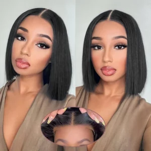 10-16inch Short Straight Bob Wig Straight Brazilian 100% Human Hair Bobo 13x4 Lace Frontal Wig Bobo Medium Straight Hair - Image 3