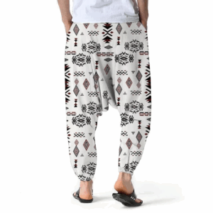 2025 New Men's Harem Pants Comfort Breathabilit Lantern Fashionable Casual Loose Essential White Geometric Print - Image 6