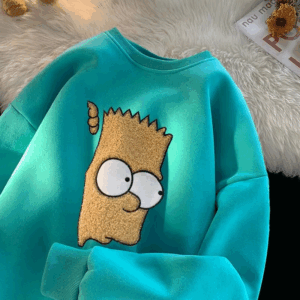 Pure Cotton American Style High Street Pullover Men Chic Autumn Winter New Cartoon Printing Loose All-match Crew Neck Hoodies - Image 6