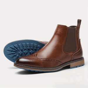 Fashion Brogue Chelsea Men Boots Classical American Style Leather Boots - Image 3