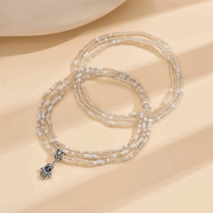 Cute Small Hand Pendant White Rice Beads Anklets For Women Silver Color Foot Chain Ankle Bracelet Beach Jewelry Summer Accessory - Image 6
