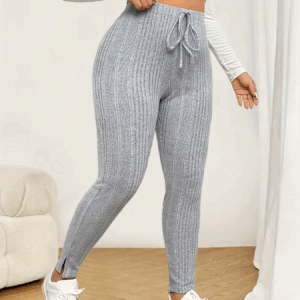 Plus Size 1XL-5XL Fashionable Women's Solid Color Slim Leggings Pants Ladies Casual Lace Up Pants Women's Casual Cropped Pants - Image 5