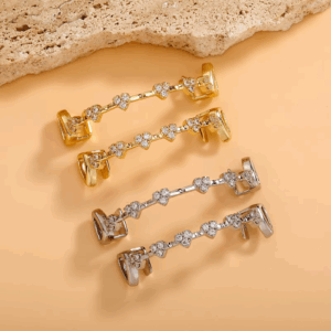 JINAO 2025 Hip Hop Full Iced Out 8 Teeth Heart Love Set Grillz Men Women Top&Bottom Grill Punk Rapper Halloween FLame Cosplay - Image 3