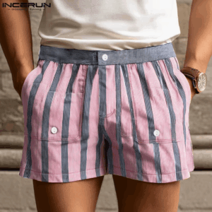 Striped Men Casual Shorts Streetwear Summer Male Shorts INCERUN Fashion Bottoms Short Pants Oversize Elastic Waist Trousers - Image 6