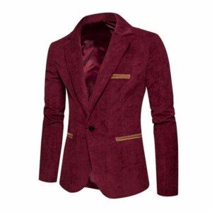 Men Formal Suit Coat Men's Corduroy Suit Coat with Lapel Patchwork Detail Single Button Business Outwear Jacket with for Men - Image 6