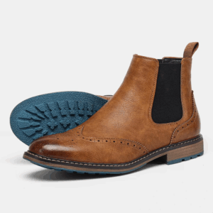 Fashion Brogue Chelsea Men Boots Classical American Style Leather Boots - Image 2