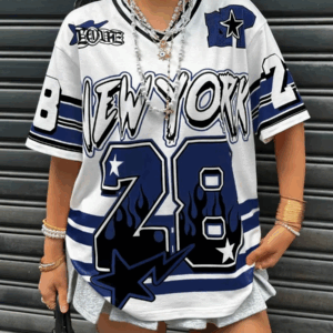 Women's Summer Retro Hip Hop Sports T-Shirt 2025 New Style 28 Letter Printed Fashion Casual Super Large Short Sleeve Shirt ﻿ - Image 7