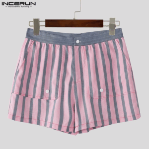Striped Men Casual Shorts Streetwear Summer Male Shorts INCERUN Fashion Bottoms Short Pants Oversize Elastic Waist Trousers - Image 3