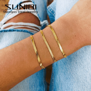SUNIBI Classic Stainless Steel Snake Chain Bracelet for Women Gold Color Width 2/3/4/5mm Chain Bracelet Women Jewelry Wholesale - Image 4