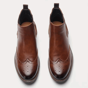 Fashion Brogue Chelsea Men Boots Classical American Style Leather Boots - Image 5