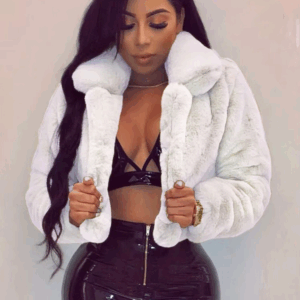 Fashion Faux Fur Open Stitch Lapel Crop Jackets Women Clothing Autumn Winter Solid Long Sleeve Warm Furry Fluffy Coat Outer Wear - Image 3