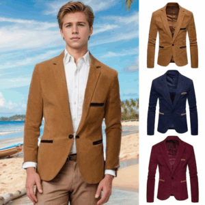 Men Formal Suit Coat Men's Corduroy Suit Coat with Lapel Patchwork Detail Single Button Business Outwear Jacket with for Men - Image 4