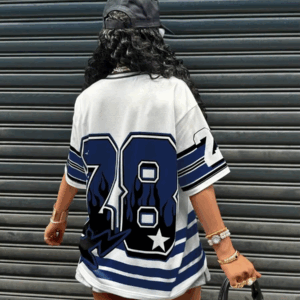 Women's Summer Retro Hip Hop Sports T-Shirt 2025 New Style 28 Letter Printed Fashion Casual Super Large Short Sleeve Shirt ﻿ - Image 6