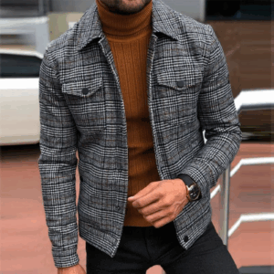 Men's Lattice Open Jacket Casual Coat Men's Insulated Cargo Multi Pocket Jacket Coat - Image 5