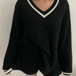 Casual Elegant Knitted Shorts Sets Autumn Winter Long Sleeve Pullovers Sweater New Fashion Knitted Sweater 2 Pieces Set Woman - Image 3
