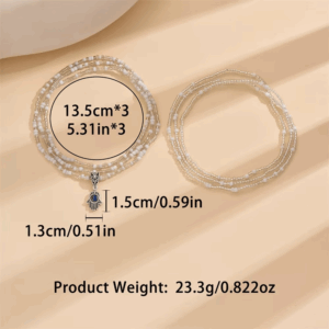 Cute Small Hand Pendant White Rice Beads Anklets For Women Silver Color Foot Chain Ankle Bracelet Beach Jewelry Summer Accessory - Image 3