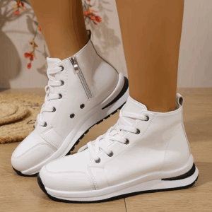 White High Top Platform Sneakers for Women 2025 Autumn Lightweight Casual Sports Shoes Woman Thick Sole PU Leather Ankle Boots - Image 6