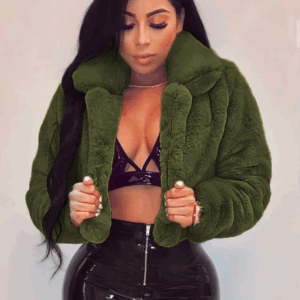 Fashion Faux Fur Open Stitch Lapel Crop Jackets Women Clothing Autumn Winter Solid Long Sleeve Warm Furry Fluffy Coat Outer Wear - Image 7