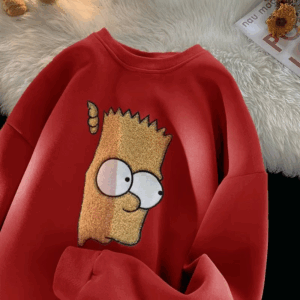Pure Cotton American Style High Street Pullover Men Chic Autumn Winter New Cartoon Printing Loose All-match Crew Neck Hoodies - Image 3
