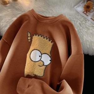 Pure Cotton American Style High Street Pullover Men Chic Autumn Winter New Cartoon Printing Loose All-match Crew Neck Hoodies - Image 7
