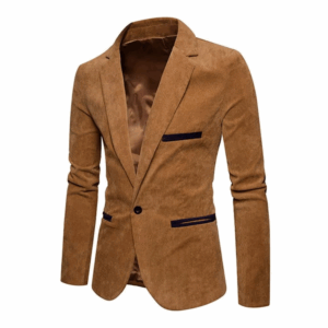 Men Formal Suit Coat Men's Corduroy Suit Coat with Lapel Patchwork Detail Single Button Business Outwear Jacket with for Men - Image 7