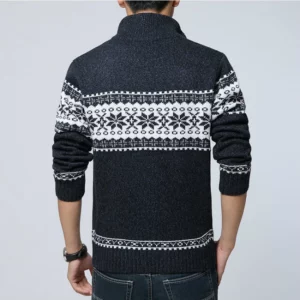 New Autumn Winter Men's Sweater Wool Men Mandarin Collar Solid Color Casual Sweater Men's Thick Fit Brand Knitted Cardigans - Image 2