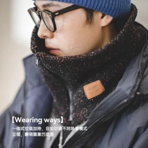Maden Vintage Winter Heating Scarf for Men Warm Outdoor Zip Fleece Neck Warmer Ski Climbing Cycling Snood Scarf Scarves Collar - Image 2