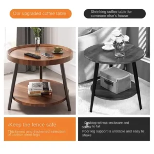 Creative Round Triangle Coffee Table Double Storage Side Table Load-Bearing Tea Bar Recessed Desktop Sofa Table - Image 6