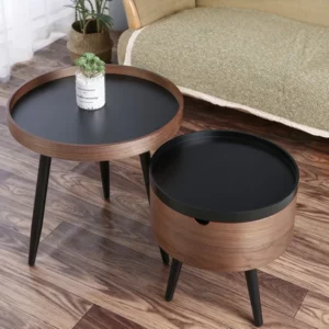 Italian minimalist round combination coffee table small apartment living room side table light luxury balcony coffee table - Image 1