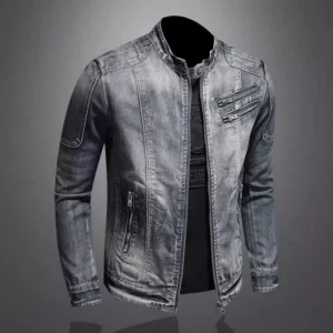 Men Denim Jackets Coats Zipper Coat Slim Fit Casual Solid Turn Down Collar Full Sleeve Regular Jacket Autumn Winter 2024 - Image 2