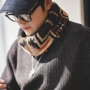 Maden Vintage Winter Heating Scarf for Men Warm Outdoor Zip Fleece Neck Warmer Ski Climbing Cycling Snood Scarf Scarves Collar - Image 3