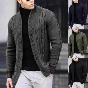 Autumn and Winter New Men's Casual Warm Coat Sweater Cardigan Sweater Men's Long-sleeved Zipper Sweater - Image 1
