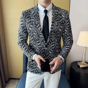 Men's Formal High-quality Plaid Suit Jacket 2025 Autumn New Slim Fit Business Wedding Social Dress Jacket Blazer Size 4XL-M - Image 5