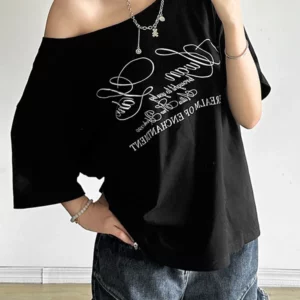 Women's Casual Loose T-shirt Summer Fashion Street Style Letter Print Versatile Top for Hot Weather - Image 4