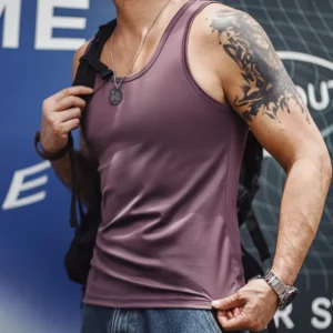 Maden Sunscreen Ribbed Solid Color Vest Breathable And Versatile Three-color Optional Tank Top for Men's Summer - Image 1