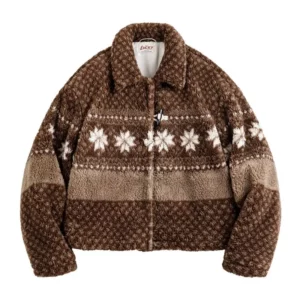 Maden Barn-style Fair Isle Cotton-padded Coat Christmas Polar Fleece Lapel Overcoat Warm Versatile Outwear for Women's Winter - Image 6