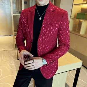 New British Style Korean Style Suit Jacket Business Formal Slim Fit Fashionable Printed Jacket Social Ball Groom Tailcoat Blazer - Image 4