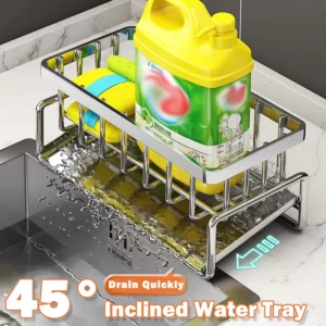 Sink Cleaning Tools Storage Rack Kitchen Multifunctional Stainless Steel Drain Rack for Sponge Cleanser Organizer Rag Hanger - Image 3